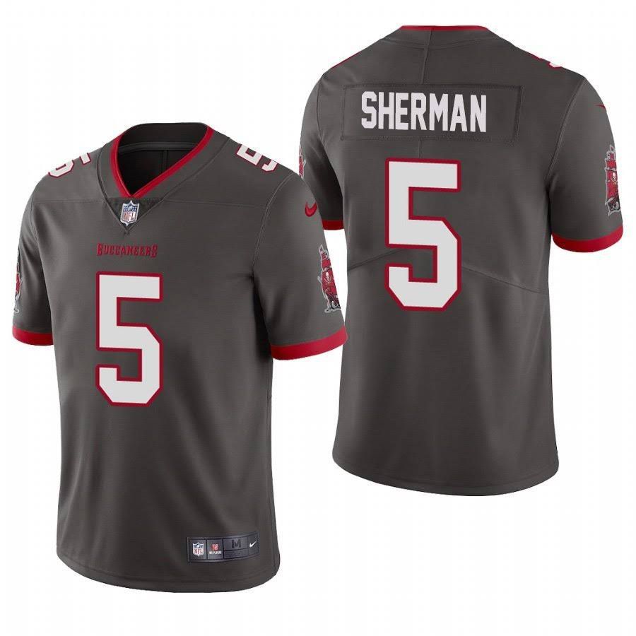 Men Tampa Bay Buccaneers 5 Richard Sherman Nike Pewter Alternate Vapor Limited NFL Jersey